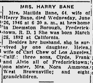 Malinda Ellsworth Bane obit